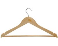 Cintre en bois mira, avec barre, naturel, lot de 20