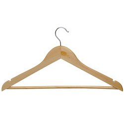 Cintre en bois mira, avec barre, naturel, lot de 20