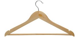 Cintre en bois mira, avec barre, naturel, lot de 20