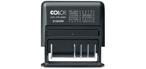 Tampon à formules Mini-Info-Dater S120/WD, FR, noir