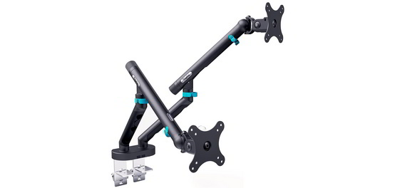 Bras support design pour 2 écrans, avec pince