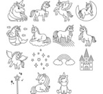 Jeu de tampons à motif 'licorne', boîte transparente