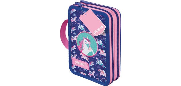 Étui scolaire double Dinosaure, polyester, garni, vert