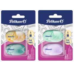 Ergonomic plastic eraser, pack of 2