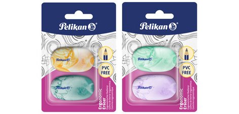 Ergonomic plastic eraser, pack of 2