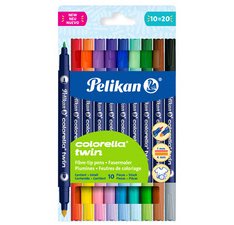 Dubbele viltstift colorella twin, kartonnen etui van 10