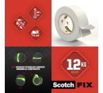 -FIX Ruban adhésif double face pour intérieur, 1,8 m