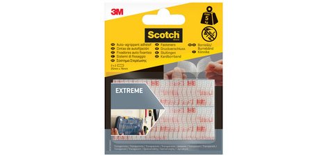 Transparent hook-and-loop adhesive, 25 x 75 mm