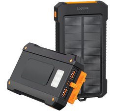 Powerbank solaire, 10.000 mAh, 20 W, noir/orange