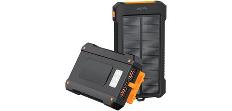 Powerbank solaire, 10.000 mAh, 20 W, noir/orange