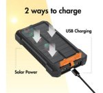 Powerbank solaire, 10.000 mAh, 20 W, noir/orange