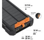 Powerbank solaire, 10.000 mAh, 20 W, noir/orange