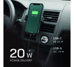 Chargeur USB pour voiture, 2 ports, 20 W, argent