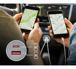 Chargeur USB pour voiture, 2 ports, 20 W, argent