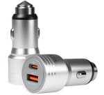 Chargeur USB pour voiture, 2 ports, 20 W, argent
