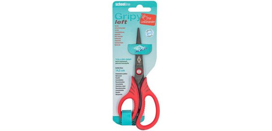 Ciseaux Gripy left, pointu, 145 mm, rouge