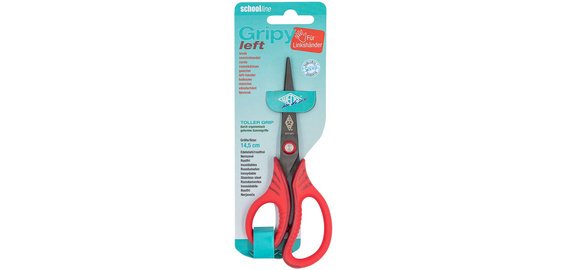 Gripy left scissors, pointed, 145 mm, red