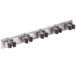 Tool/broom holder, 5 slots, metal rail