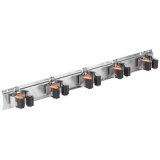 Tool/broom holder, 5 slots, metal rail