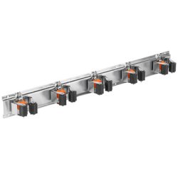 Tool/broom holder, 5 slots, metal rail