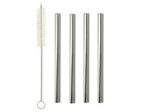 Paille courte/droite, inox, argent, set de 4