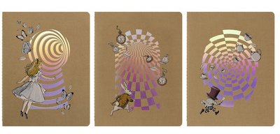MOLESKINE Cahier 'Alice au pays des merveilles', lot de 3