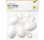 Lot d'oeufs en polystyrène, taille assortie, blanc