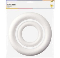 Lot d'anneaux en polystyrène, taille assortie, blanc