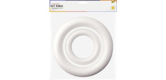 Lot d'anneaux en polystyrène, taille assortie, blanc