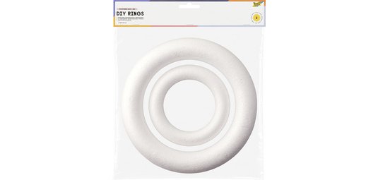 Lot d'anneaux en polystyrène, taille assortie, blanc