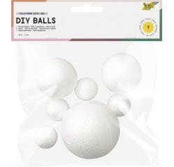 Lot de boules en polystyrène, taille assortie, blanc