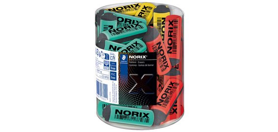 Gomme en plastique NORIX, présentoir de 30