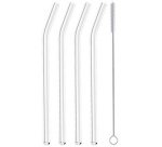 Paille, en verre, longueur: 200 mm, coudé, set de 4