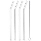 Paille, en verre, longueur: 200 mm, coudé, set de 4