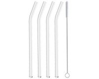 Paille, en verre, longueur: 200 mm, coudé, set de 4