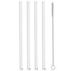 Paille, en verre, longueur: 200 mm, droit, set de 4