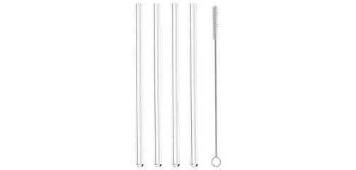 Paille, en verre, longueur: 200 mm, droit, set de 4