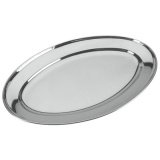 Plateau de service, ovale, inox, largeur: 342 mm