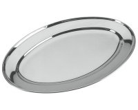 Plateau de service, ovale, inox, largeur: 402 mm