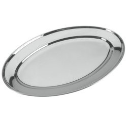 Plateau de service, ovale, inox, largeur: 342 mm