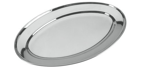Plateau de service, ovale, inox, largeur: 300 mm