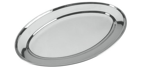 Plateau de service, ovale, inox, largeur: 342 mm