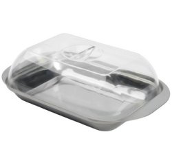 Butter dish, stainless steel with plastic lid