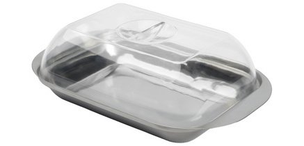 Butter dish, stainless steel with plastic lid