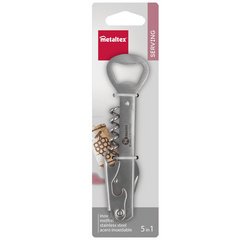 5-in-1 sommeliermes, van roestvrij staal, zilver
