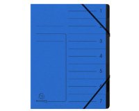 Trieur agrafé avec élastiques intérieur noir 12 compartiments - A4 - Bleu