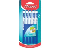 Feutre ardoise maped marker'peps effacable a sec   pointe conique coloris bleu   blister 5 unites + 1