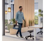 Organiseur de bureau avec poignée en bois, tissu