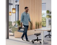 Organiseur de bureau avec poignée en bois, tissu