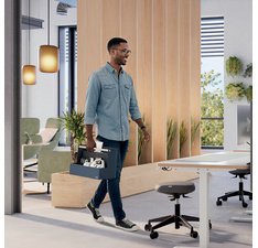 Organiseur de bureau avec poignée en bois, tissu